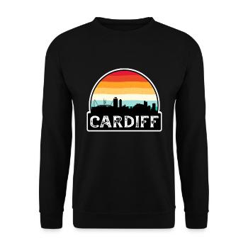 Cardiff Wales Flagge Skyline Reisesouvenir - Unisex Pullover - Schwarz - Vorne - Alina (178cm) & Michal (187cm)