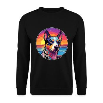 St. Miguel Cattle Dog Rasse Bunte Karikatur Wasserc - Unisex Pullover - Schwarz - Vorne - Alina (178cm) & Michal (187cm)