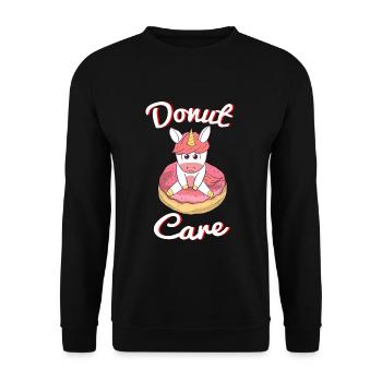 Donut Care Angry Unicorn Saures Einhorn Einhornfan - Unisex Pullover - Schwarz - Vorne - Alina (178cm) & Michal (187cm)