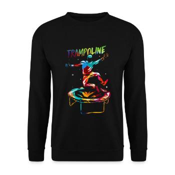 Hochfliegende Trampolin Turnerin - Unisex Pullover - Schwarz - Vorne - Alina (178cm) & Michal (187cm)