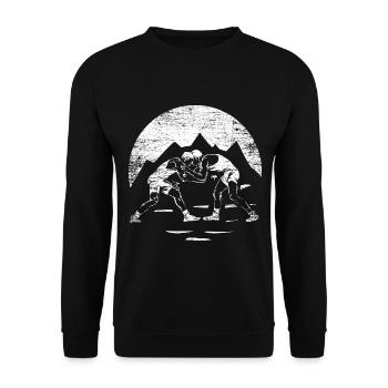 Bärenstarker Ringer Mattenkampf - Unisex Pullover - Schwarz - Vorne - Alina (178cm) & Michal (187cm)
