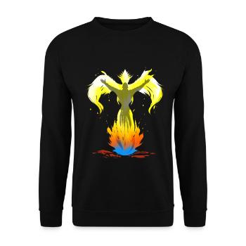 Phönix aus der Asche - Unisex Pullover - Schwarz - Vorne - Alina (178cm) & Michal (187cm)