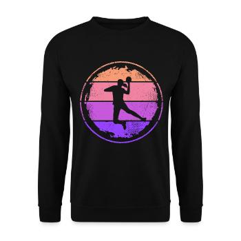 Handballspielerin Retro Mädchen Handball - Unisex Pullover - Schwarz - Vorne - Alina (178cm) & Michal (187cm)