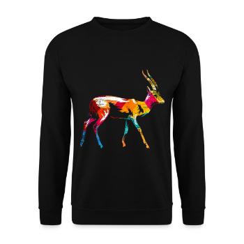 Graziöse Gazelle Steppenbewohner - Unisex Pullover - Schwarz - Vorne - Alina (178cm) & Michal (187cm)