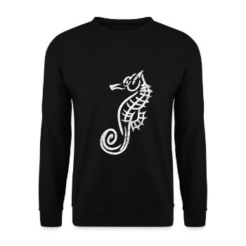 Farbprächtiges Seepferdchen Riffbewohner - Unisex Pullover - Schwarz - Vorne - Alina (178cm) & Michal (187cm)