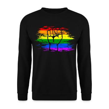 Regenbogen Flagge Faust used - Unisex Pullover - Schwarz - Vorne - Alina (178cm) & Michal (187cm)
