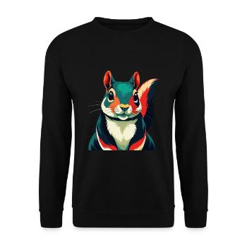 Squirrel Cartoon Character Colorful Pet Animal - Unisex Sweatshirt - black - Front - Alina (178cm) & Michal (187cm)