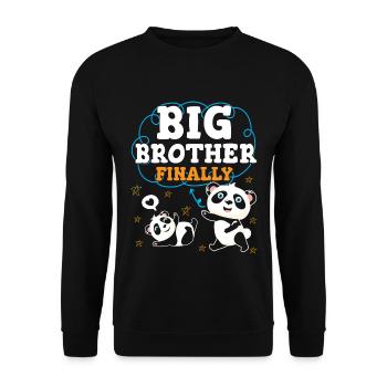 Endlich Großer Bruder Big Bro - Unisex Pullover - Schwarz - Vorne - Alina (178cm) & Michal (187cm)