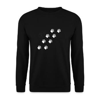Pfotenabdrücke - Unisex Pullover - Schwarz - Vorne - Alina (178cm) & Michal (187cm)