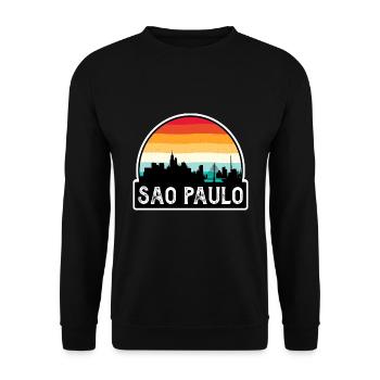 São Paulo Brasilien Flagge Skyline Reisesouvenir - Unisex Pullover - Schwarz - Vorne - Alina (178cm) & Michal (187cm)