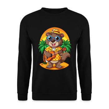 Lustige Biber Cartoon Sommer Strand Sonnenbrille - Unisex Pullover - Schwarz - Vorne - Alina (178cm) & Michal (187cm)