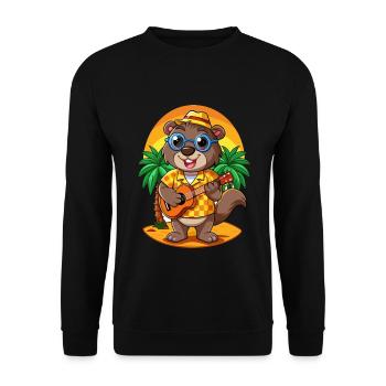 Lustige Biber Cartoon Sommer Strand Sonnenbrille - Unisex Pullover - Schwarz - Vorne - Alina (178cm) & Michal (187cm)