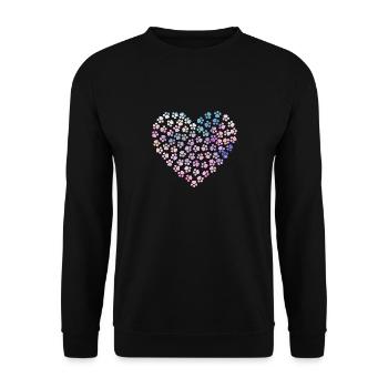 Pfoten in Herzform - Tierliebe - Unisex Pullover - Schwarz - Vorne - Alina (178cm) & Michal (187cm)