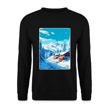 Meribel France Vintage Travel Poster Souvenir WPA - Unisex Sweatshirt - black - Front - Alina (178cm) & Michal (187cm)