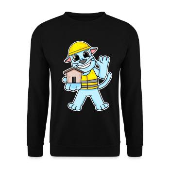 Bauherr Katze Richtfest Haus bauen Geschenk - Unisex Pullover - Schwarz - Vorne - Alina (178cm) & Michal (187cm)