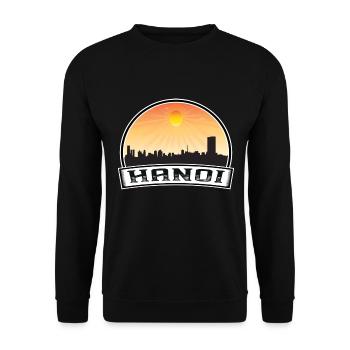 Hanoi Vietnam Skyline Vintage Sonnenuntergang Reise Souven - Unisex Pullover - Schwarz - Vorne - Alina (178cm) & Michal (187cm)