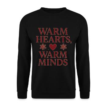 Warme Herzen Warme Gedanken Spruch - Unisex Pullover - Schwarz - Vorne - Alina (178cm) & Michal (187cm)