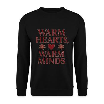 Warme Herzen Warme Gedanken Spruch - Unisex Pullover - Schwarz - Vorne - Alina (178cm) & Michal (187cm)