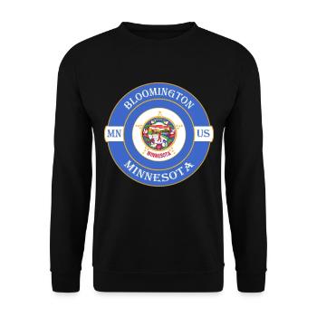 Bloomington Minnesota Flagge USA Souvenir Abzeichen - Unisex Pullover - Schwarz - Vorne - Alina (178cm) & Michal (187cm)