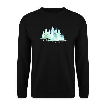 Weihnachten Winter Tannen Winterlandschaft Wald - Unisex Pullover - Schwarz - Vorne - Alina (178cm) & Michal (187cm)