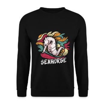 Funkelndes Seepferdchen Unterwasserwelt - Unisex Pullover - Schwarz - Vorne - Alina (178cm) & Michal (187cm)
