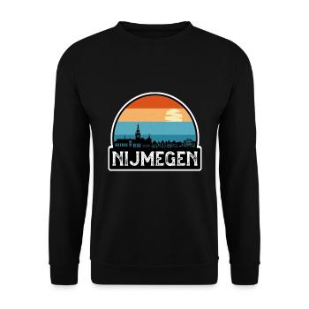 Nijmegen Niederlande Flagge Skyline Reisesouvenir - Unisex Pullover - Schwarz - Vorne - Alina (178cm) & Michal (187cm)