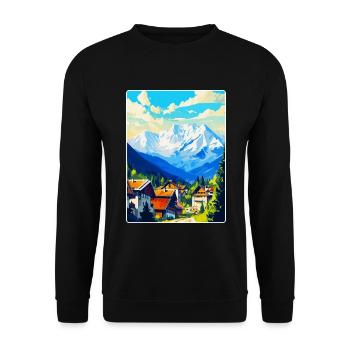 Zakopane Polen Vintage Reiseplakat Souvenir WPA - Unisex Pullover - Schwarz - Vorne - Alina (178cm) & Michal (187cm)