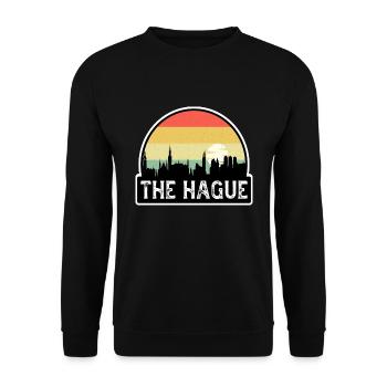 Den Haag Niederlande Flagge Skyline Reisesouvenir - Unisex Pullover - Schwarz - Vorne - Alina (178cm) & Michal (187cm)
