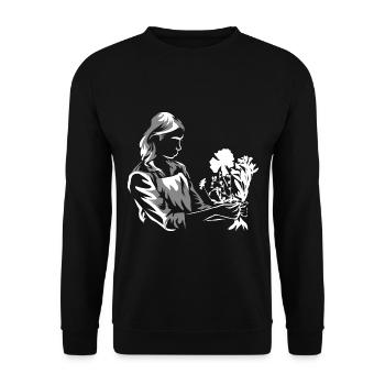 Farbenfrohe Floristin Brautstrauß - Unisex Pullover - Schwarz - Vorne - Alina (178cm) & Michal (187cm)