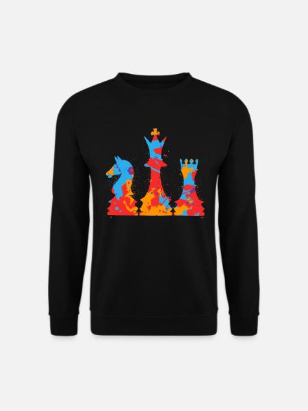 Schachfiguren Bunt Brettspiel Frauen Kinder Schach - Unisex Pullover - Schwarz