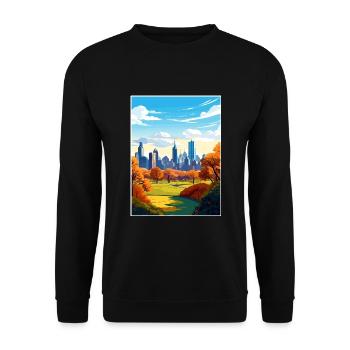 Central Park New York State Vintage-Reiseposter - Unisex Pullover - Schwarz - Vorne - Alina (178cm) & Michal (187cm)