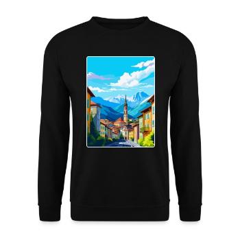 Bozen Italien Vintage Reiseplakat WPA Souvenir - Unisex Pullover - Schwarz - Vorne - Alina (178cm) & Michal (187cm)