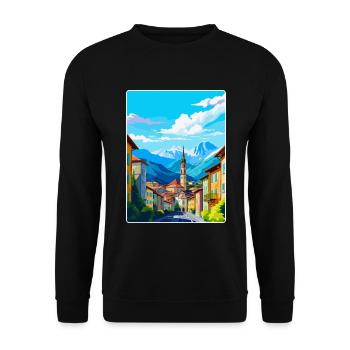 Bozen Italien Vintage Reiseplakat WPA Souvenir - Unisex Pullover - Schwarz - Vorne - Alina (178cm) & Michal (187cm)