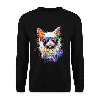 Angora Katze Weiße Angorakatze Süße Angora Katzen - Unisex Pullover - Schwarz - Vorne - Alina (178cm) & Michal (187cm)