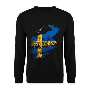 SUÈDE ORIGNAL DRAPEAU SUÉDOIS - Sweat-shirt Unisexe - noir - Devant - Alina (178cm) & Michal (187cm)