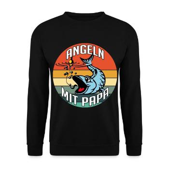 Angeln mit Papa ist am schönsten - Unisex Pullover - Schwarz - Vorne - Alina (178cm) & Michal (187cm)