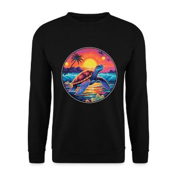 Schildkröte buntes Aquarell Cartoon Kawaii Tier - Unisex Pullover - Schwarz - Vorne - Alina (178cm) & Michal (187cm)