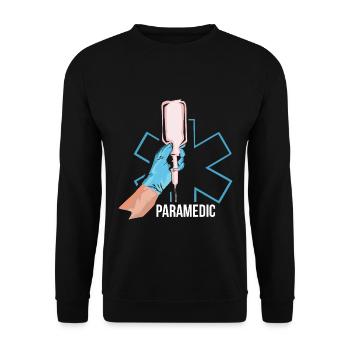 Beherzter Notfallsanitäter Blaulicht - Unisex Pullover - Schwarz - Vorne - Alina (178cm) & Michal (187cm)