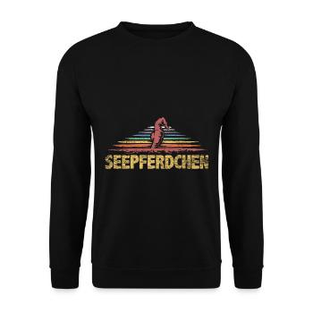 Faszinierendes Seepferdchen Riffbewohner - Unisex Pullover - Schwarz - Vorne - Alina (178cm) & Michal (187cm)