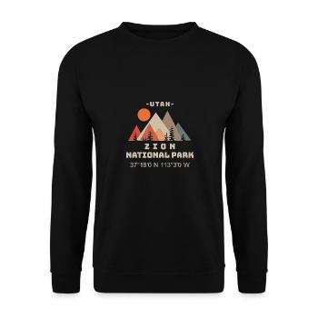 Zion National Park Koordinaten - Unisex Pullover - Schwarz - Vorne - Alina (178cm) & Michal (187cm)
