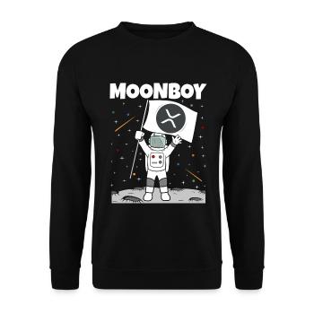 Moonboy XRP Mond Lustiges Krypto Moon - Unisex Pullover - Schwarz - Vorne - Alina (178cm) & Michal (187cm)