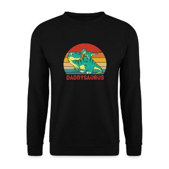 Dinosaurier Daddysaurus Papasaurus Geschenk - Unisex Pullover - Schwarz - Vorne - Alina (178cm) & Michal (187cm)