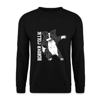 Pfiffiger Border Collie Schafhüter - Unisex Pullover - Schwarz - Vorne - Alina (178cm) & Michal (187cm)