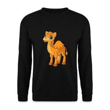 Kamel Niedliche Maskottchen Zeichentrickfigur Kawaii - Unisex Pullover - Schwarz - Vorne - Alina (178cm) & Michal (187cm)
