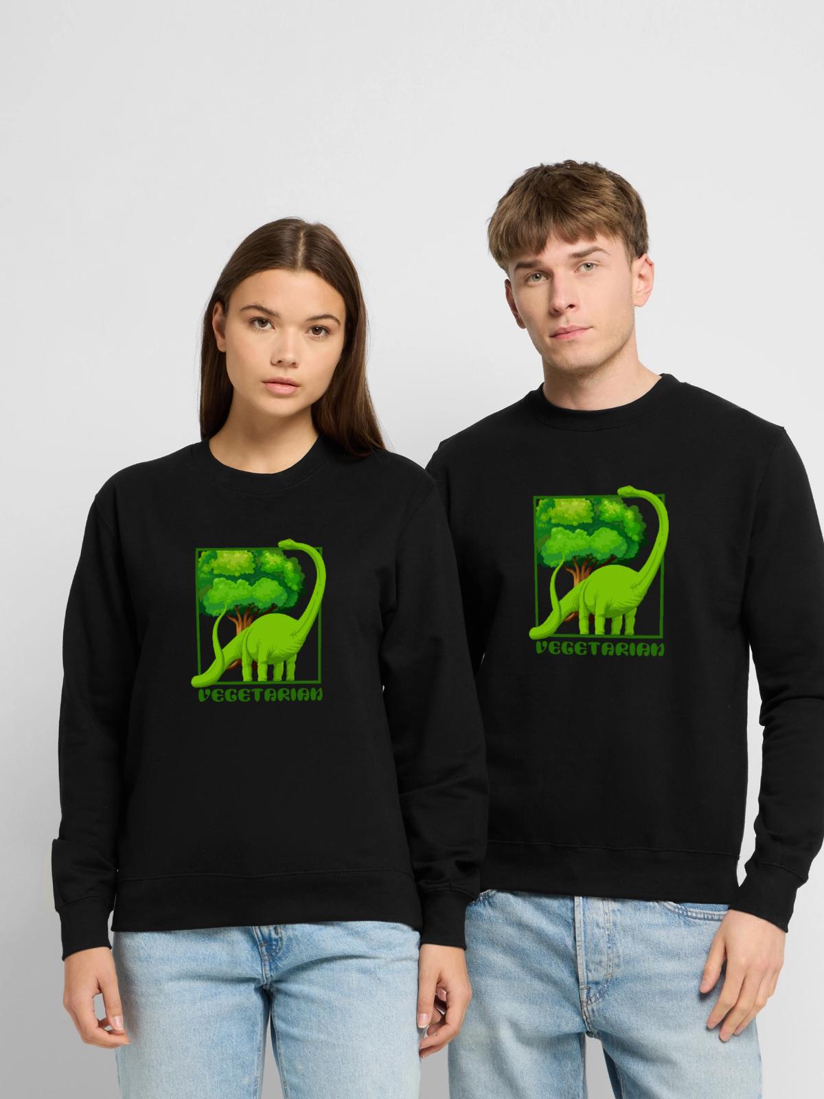 Dinosaurier Brachiosaurus - Unisex Pullover - Schwarz - Vorne - Alina (178cm) & Michal (187cm)