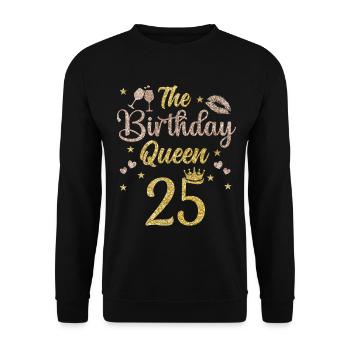 25.Geburtstag Königin 25 Jahre Fünfundzwanzig - Unisex Pullover - Schwarz - Vorne - Alina (178cm) & Michal (187cm)
