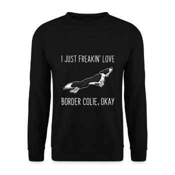 Tatkräftiger Border Collie Hundesport - Unisex Pullover - Schwarz - Vorne - Alina (178cm) & Michal (187cm)
