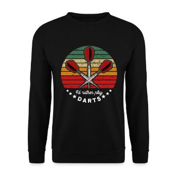 Ich spiele lieber Darts - Dartfan - Spruch - Unisex Pullover - Schwarz - Vorne - Alina (178cm) & Michal (187cm)