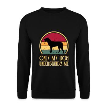Cao De Castro Laboreiro Hund Silhouette Retro Sonne - Unisex Pullover - Schwarz - Vorne - Alina (178cm) & Michal (187cm)