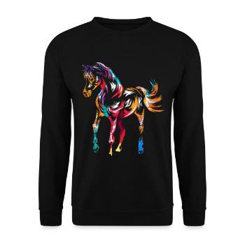 Feuriges Araberpferd Distanzreiten - Unisex Pullover - Schwarz - Vorne - Alina (178cm) & Michal (187cm)